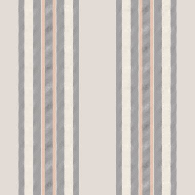 Yumuşak bej, gri ve pembe renkli zarif dikey çizgiler gelişmiş bir tekstil deseni oluşturur..