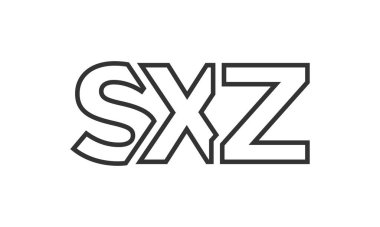 Güçlü ve modern kalın metin ile SXZ logo tasarım şablonu. Basit ve minimal tipografi içeren ilk tabanlı vektör logosu. Modayı takip eden şirket kimliği markalar için ideal..