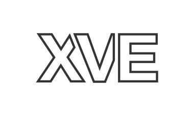Güçlü ve modern kalın metinli XVE logo tasarım şablonu. Basit ve minimal tipografi içeren ilk tabanlı vektör logosu. Modayı takip eden şirket kimliği markalar için ideal..