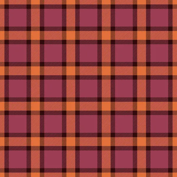 Bandana kumaşı kusursuz, sonbahar tekstil dokusu vektörünü kontrol et. Kırmızı ve koyu renk paletinde süslü tartan desenli ekose arkaplan.