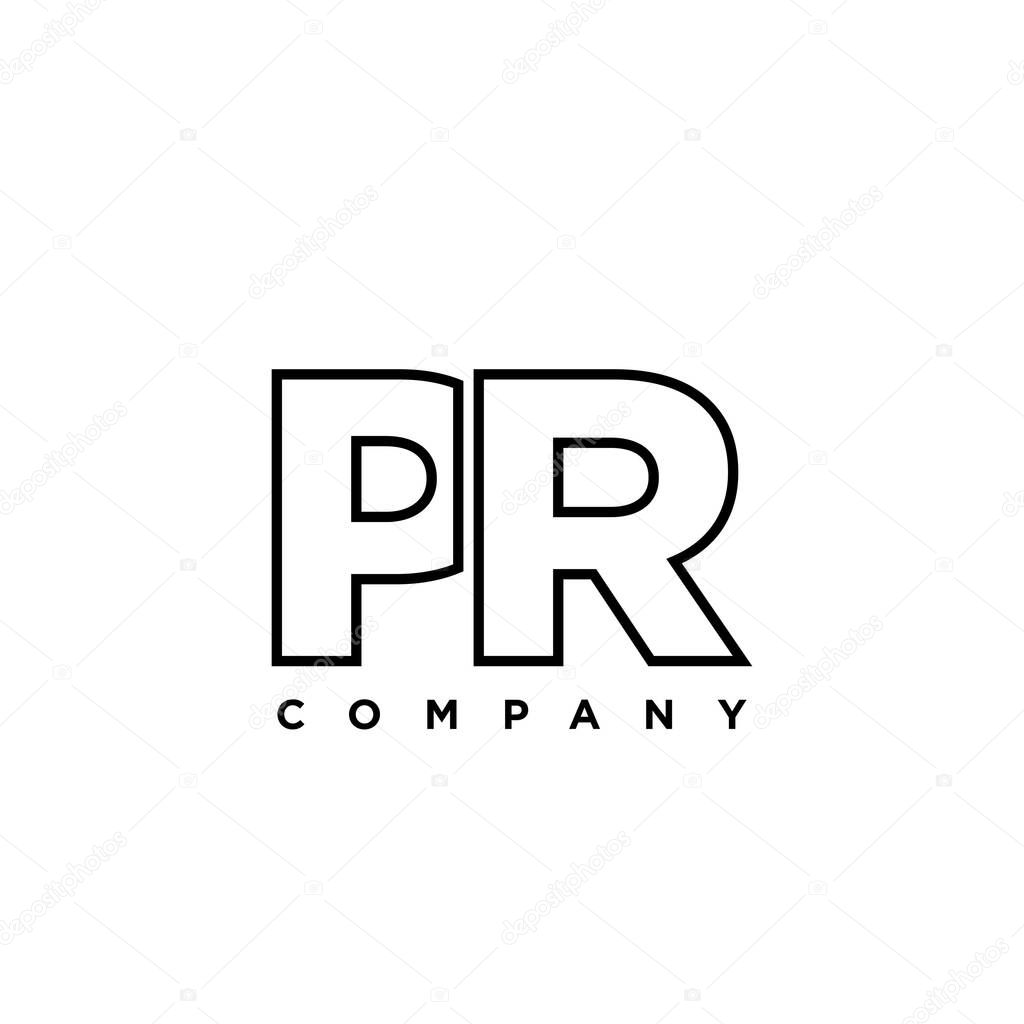 Trendy letter P and R, PR logo design template. Minimal monogram initial based logotype for company identity.