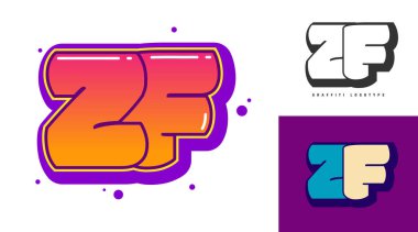 Festival ya da parti için ZF logo tasarımı. Graffiti tarzında 