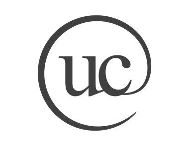 Daire şeklinde e-posta işareti tarzında iki harften oluşan UC logosu. Marka kimliği için U ve C yuvarlak şirket logosu.