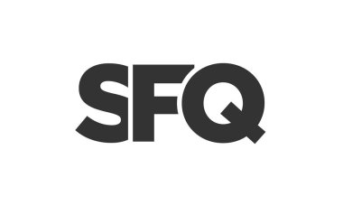 Güçlü ve modern kalın metinli SFQ logo tasarım şablonu. Basit ve minimal tipografi içeren ilk tabanlı vektör logosu. Modayı takip eden şirket kimliği markalar için ideal..