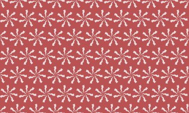 Yatıştırıcı kırmızı ve açık beyaz bir palette stilize edilmiş çiçek motiflerinin zarif yinelenen deseni.