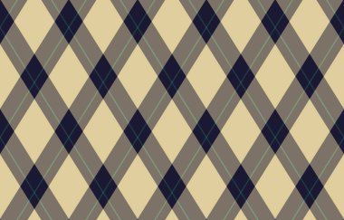 Argyle geometrik eşkenar dörtgenin kusursuz deseni. Harlequin duvar kağıdı tasarımını kontrol et. Web geçmişi için klasik elmas şekilli tekstil malzemesi, baskı kumaşı, kazak, ambalaj kağıdı, hediye kartı, davetiye.