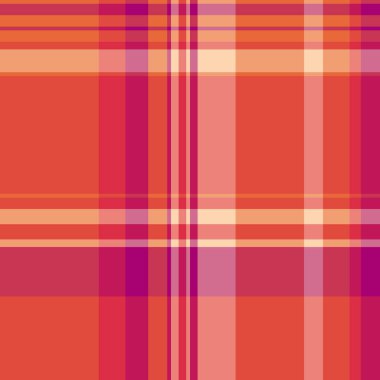 Genç tekstil ekose vektörü, güçlü tartan geçmişi var. Kırmızı ve turuncu renk paletinde kumaş desenli kumaş örnekleri.