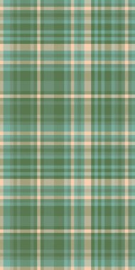 Katlanmış vektör ekoseli, grungy desenli tekstil tartan. Bahçe arkaplan kumaşı yeşil ve pastel renk paletinde pürüzsüz doku.