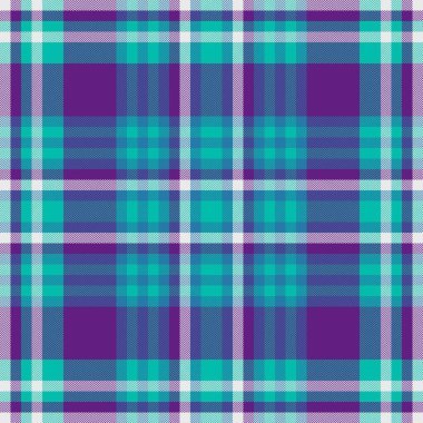 Canlı deniz mavisi ve mor ekose desenli. Tekstil tasarımları, web sitesi geçmişi veya moda projeleri için mükemmel.