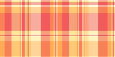 İyi tekstil kontrolü kumaşı, kare vektörsüz doku. Turuncu ve kırmızı renk paletinde ikonik arkaplan desenli ekose.