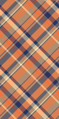 Rüya gibi tekstil şablonu, büyüleyici kumaş dokusu pürüzsüz. Somon vektörü ekose arka plan tartanı turuncu ve mavi renk paletinde.