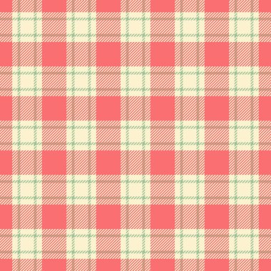 Türk desensiz tekstil, bufalo desenli tartan. Işık ve kırmızı renk paletinde asimetrik arkaplan dokusu kumaş vektörü.