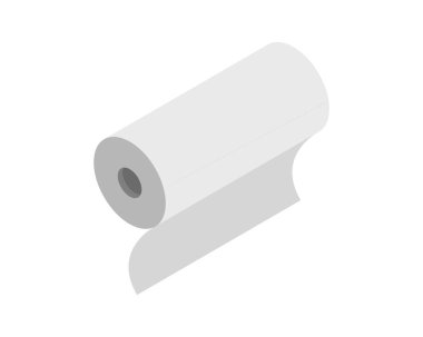 Kağıt havlu rulosunun temiz, minimalist izometrik çizimi. Web sitesi afişleri, ev ürünleri ambalajı veya temizlik verimliliği için mükemmel.