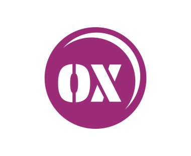 OX spor amblemi ya da takım logoti. Top dükkanı, spor şirketi, eğitim ve kulüp rozeti için baş harfi O ve X olan top logosu. Vektör illüstrasyonu.