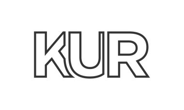KUR logo tasarım şablonu güçlü ve modern kalın metin ile. Basit ve minimal tipografi içeren ilk tabanlı vektör logosu. Modayı takip eden şirket kimliği markalar için ideal..