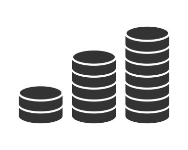 Yükselen madeni paralar, büyümeyi, yatırımı veya tasarrufu simgeliyor. Finansal ya da iş illüstrasyonları için uygun basit ve temiz bir grafik. Yatırım kavramı.