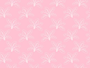 Yumuşak pembe arka planda narin beyaz yaprak deseni. Kadınsı markalaşma, tekstil ya da web sitesi geçmişi için kusursuz bir tasarım. Huzur ve ilkbaharı çağrıştırıyor..