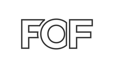 Güçlü ve modern kalın metinli FOF logo tasarım şablonu. Basit ve minimal tipografi içeren ilk tabanlı vektör logosu. Modayı takip eden şirket kimliği markalar için ideal..