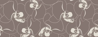 Zarif, minimalist orkide deseni. Sönük, sarkık bir arka planda ince çizgili sanat tasarımı sofistike ve pürüzsüz bir doku yaratır. Web sitesi geçmişi, tekstil baskısı veya kırtasiye malzemesi için ideal.