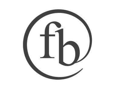 Çember şeklinde e-posta işareti tarzında iki harften oluşan FB logosu. Ticari şirketlerin marka kimliği için F ve B yuvarlak logosu.