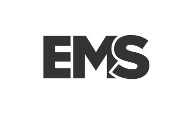 Güçlü ve modern kalın metinlerle EMS logo tasarım şablonu. Basit ve minimal tipografi içeren ilk tabanlı vektör logosu. Modayı takip eden şirket kimliği markalar için ideal..