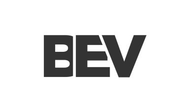 BEV logo tasarım şablonu güçlü ve modern kalın metinlerle. Basit ve minimal tipografi içeren ilk tabanlı vektör logosu. Modayı takip eden şirket kimliği markalar için ideal..