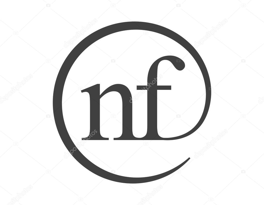 NF logo from two letter with circle shape email sign style. N and F round logotype of business company for brand identity.