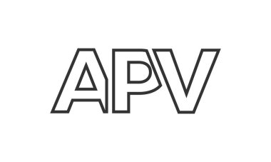 Güçlü ve modern kalın metinli APV logo tasarım şablonu. Basit ve minimal tipografi içeren ilk tabanlı vektör logosu. Modayı takip eden şirket kimliği markalar için ideal..