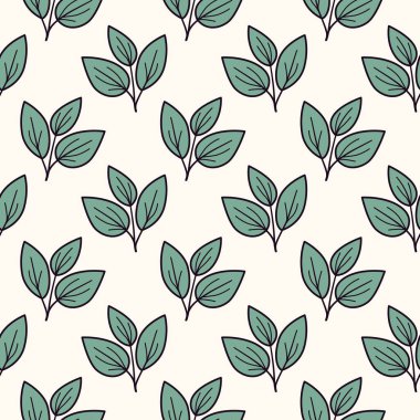 Krem arkaplanda şekillendirilmiş deniz mavisi yaprakları olan zarif, pürüzsüz bir desen. Tekstil baskıları, duvar kağıdı, ambalaj ve web sitesi tasarımı için mükemmel.
