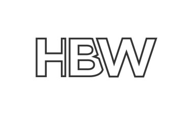 Güçlü ve modern kalın metinli HBW logo tasarım şablonu. Basit ve minimal tipografi içeren ilk tabanlı vektör logosu. Modayı takip eden şirket kimliği markalar için ideal..