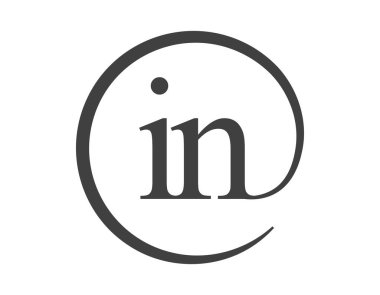 Daire şeklinde e-posta işareti tarzında iki harften oluşan IN logosu. Ben ve N yuvarlak logoti marka kimliği için iş şirketi.