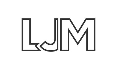 LJM logo tasarım şablonu güçlü ve modern kalın metinlerle. Basit ve minimal tipografi içeren ilk tabanlı vektör logosu. Modayı takip eden şirket kimliği markalar için ideal..