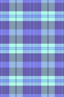 Harmoni, tartsız arka plan, düğümlü kumaş desen kontrolü. Çivit ve gök mavisi renk paletinde ekose kumaş dokusu vektörü.