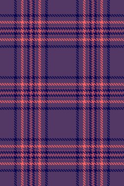 Kulüp kumaş arka plan tekstili, piknik için kusursuz vektör ekoseli. Panjabi desen desen tartan kontrol mor ve mavi renk paleti.