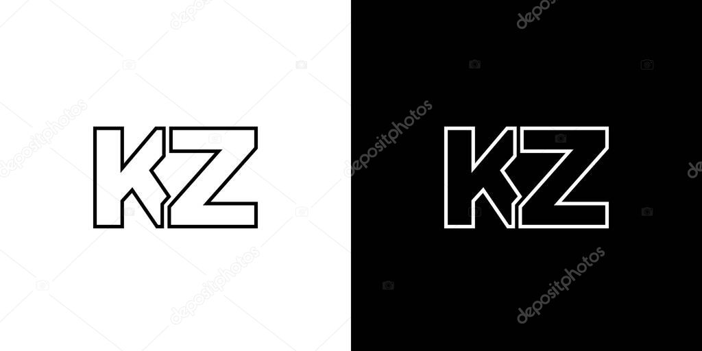 Trendy letter K and Z, KZ logo design template. Minimal monogram initial based logotype for company identity.