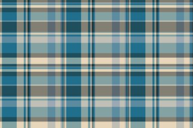 Yün ekose arka plan tartanı, bahçe vektör kontrolü tekstili. Pastel ve cyan renklerinde kumaş dokusu pürüzsüzdür..