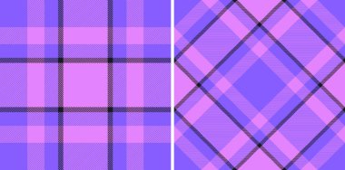 İki şık pastel mor ekose desenli. Tekstil tasarımı, moda, markalaşma ya da web sitesi geçmişi için mükemmel. Bu çok yönlü tasarımlar yumuşak ve modern bir estetik sunar..