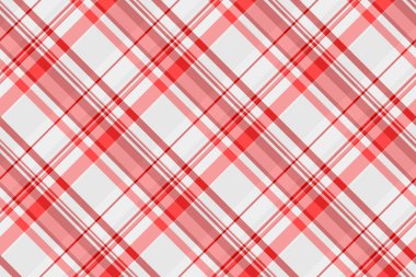 Değişik doku desenleri, düğümlü tartan kontrol arkaplanı. Kanepe vektörü, kırmızı ve beyaz renk paletinde ekosesiz ekose..