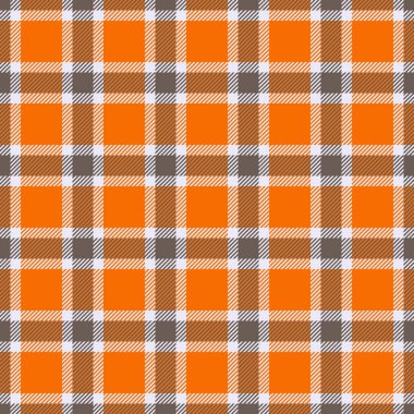 Klasik ekose desen. Sıcak turuncu, kahverengi ve beyaz geleneksel bir tekstil tasarımı yaratır. Özgeçmiş, giysi ya da dekoratif projeler için mükemmel. Sonbahar temaları için çok yönlü.