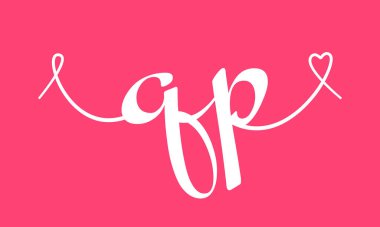 QP ilk düğün monogramı hat yazısı vektör illüstrasyonu. Sevgililer Günü posteri, tebrik kartı, fotoğraf albümü, afiş baskısı ya da dövme için el çizimi harfleri..