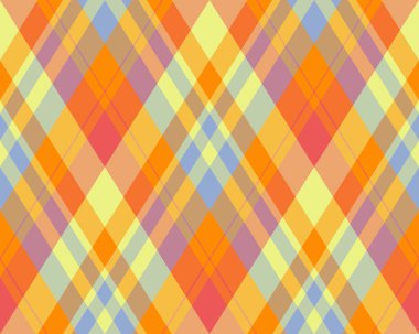 Argyle geometrik eşkenar dörtgenin kusursuz deseni. Harlequin duvar kağıdı tasarımını kontrol et. Web geçmişi için klasik elmas şekilli tekstil malzemesi, baskı kumaşı, kazak, ambalaj kağıdı, hediye kartı, davetiye.