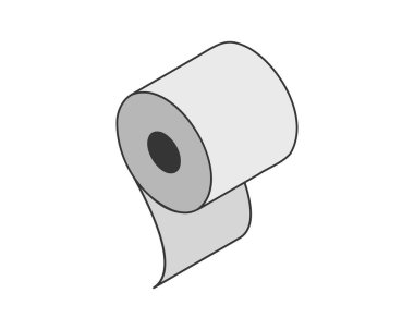 Bir rulo kağıdın basit izometrik çizimi. Hijyen, temizlik ya da tedarik kavramları için mükemmel. Temiz ve minimal tasarıma ihtiyaç duyan web siteleri, uygulamalar veya bilgi grafikleri için kullan.
