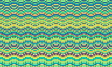 Sakinleştirici yeşil, yeşil ve sarı renkli canlı dalgalı şeritler büyüleyici bir soyut desen oluşturur. Web sitesi geçmişi, tekstil tasarımları ya da akıcılık ve enerji için görsel bir metafor olarak mükemmel.