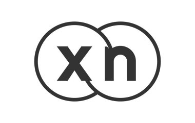 XN şirket amblemi, ana hatlı mermiler ve iki birleşmiş dairenin logo şablonu, marka kimliği, logoti. Vektör Sonsuzluk sembolü ve teknoloji işareti.