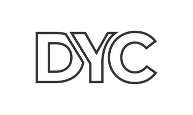 DYC logo tasarım şablonu güçlü ve modern kalın metinlerle. Basit ve minimal tipografi içeren ilk tabanlı vektör logosu. Modayı takip eden şirket kimliği markalar için ideal..