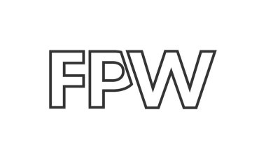 Güçlü ve modern kalın metinli FPW logo tasarım şablonu. Basit ve minimal tipografi içeren ilk tabanlı vektör logosu. Modayı takip eden şirket kimliği markalar için ideal..