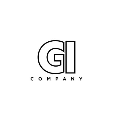 G harfi ve ben, GI logo tasarım şablonu. Şirket kimliği için asgari monogram tabanlı logotype.