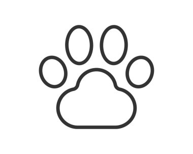 Pençe izi simgesinin temiz vektör çizimi. Hayvanları, doğayı, hayvanları ve veteriner hizmetlerini sembolize eder. Logolar, web tasarımı ve petrolle ilgili projeler için ideal.