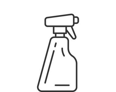 Bir sprey şişesinin minimalist sanat simgesi. Temizliği, hijyeni, dezenfeksiyonu ya da bahçeyi sembolize eder. Web siteleri, uygulamalar ve yazdırma ortamı için çok yönlü grafik.