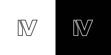 Moda harfi I ve V, IV logo tasarım şablonu. Şirket kimliği için asgari monogram tabanlı logotype.